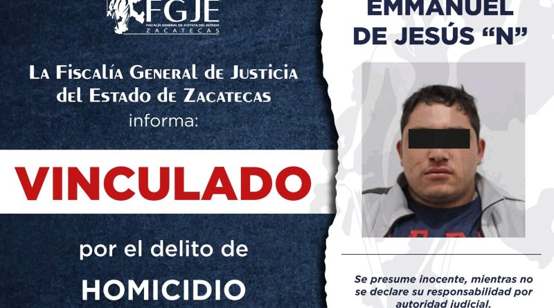 Vinculan a proceso a Emmanuel “N” por homicidio calificado en Fresnillo