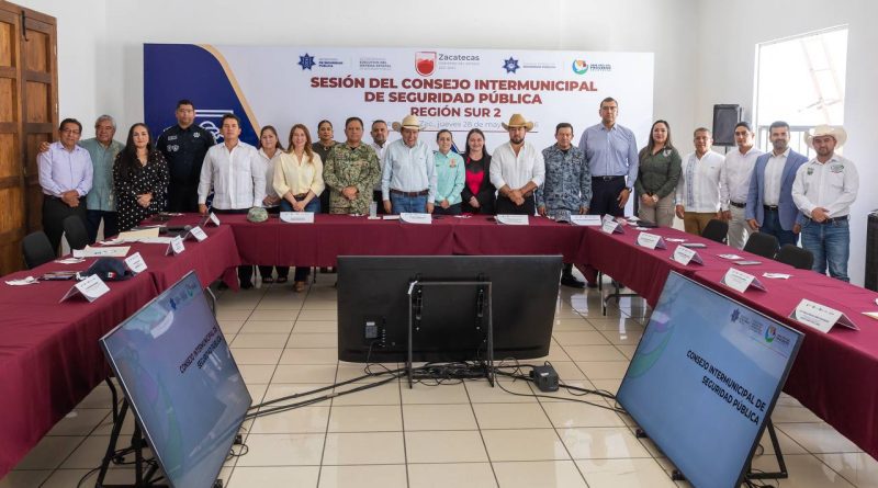 Preside Gobernador David Monreal Consejo Intermunicipal de Seguridad Pública de la Región Sur II, en Tlaltenango