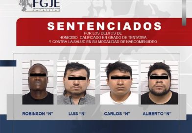 SENTENCIAN A CUATRO PERSONAS POR INTENTO DE HOMICIDIO Y NARCOMENUDEO EN GUADALUPE