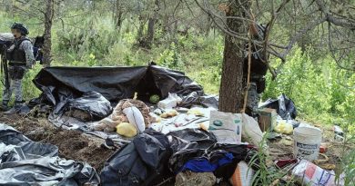 Desmantelan campamento utilizado por grupo delictivo; aseguran vehículo, cartuchos y probable droga
