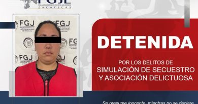 Detienen en Tamaulipas a mujer requerida en Zacatecas por presunta simulación de secuestro